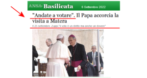 Pure Bergoglio vuole che si vada a VOTARE