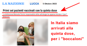 In Italia vaccinati i primi sei pazienti, con la QUINTA DOSE di siero genico