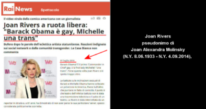 Joan Rivers: “Barack Obama é Gay, Michelle una Trans”