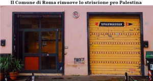 Il Comune di Roma rimuove striscione pro Palestina